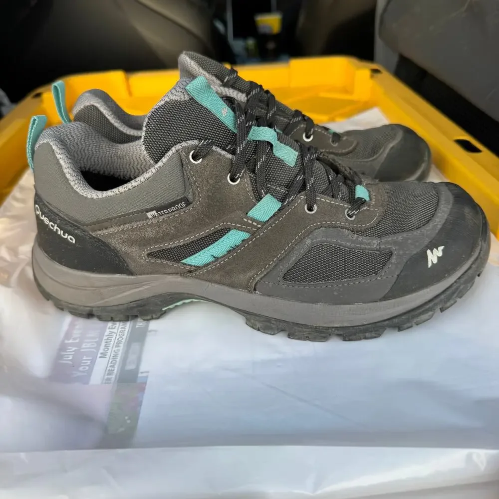 Quechua Decathlon MH100 Hiking Shoes Waterproof 8397090 Blue Grey Womens Size 9